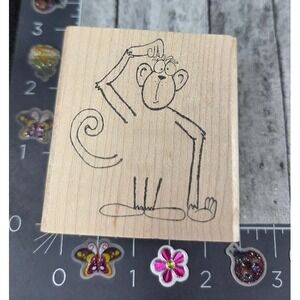 Limited Edition Monkey Design Cartoon Animal 1997 Rubber Stamp Wood #C31